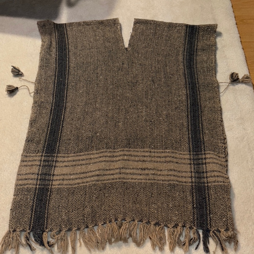 NWOT Striped Poncho with side Tassels